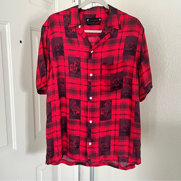 All Saints Other - Allsaints Fritillaria Plaid Short Sleeve Button Down